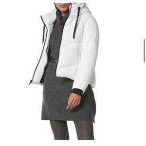 NWOT Marc New York Performance Hooded Vegan Leather Super Puffer Jacket